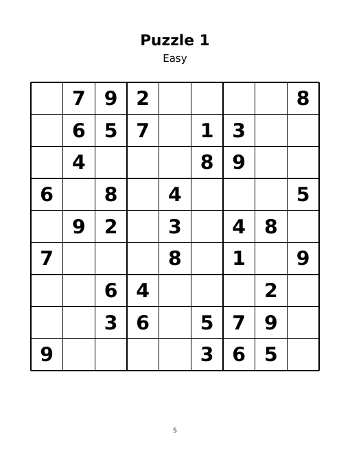 Sample page: Free Large Print Sudoku Puzzles to Print
