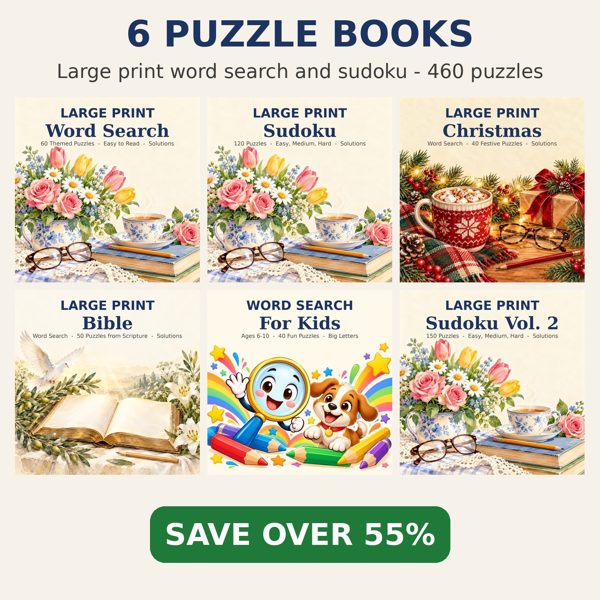 Puzzle Book Bundle - All 6 Books, 460 Puzzles