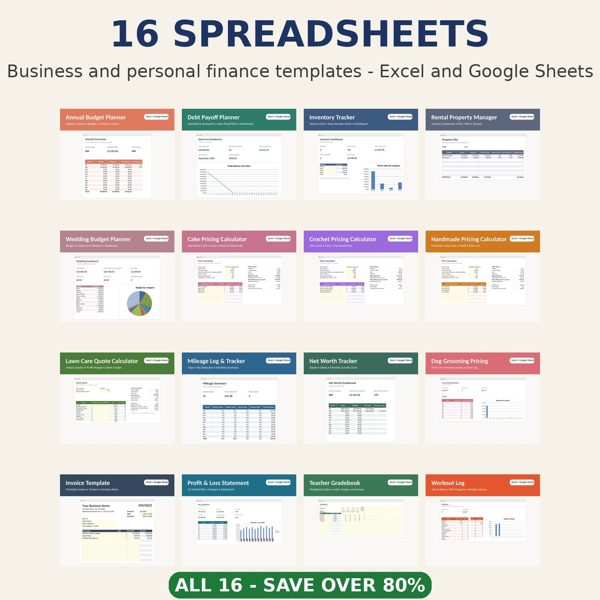 Spreadsheet Bundle - All 16 Templates