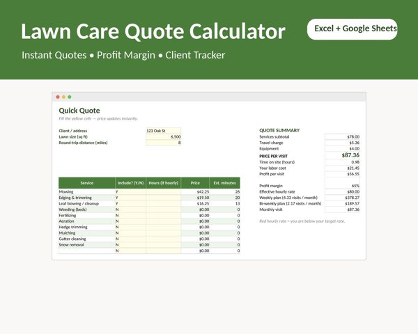 Lawn Care Pricing Calculator