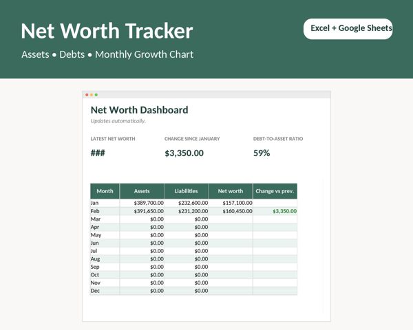 Net Worth Tracker Spreadsheet
